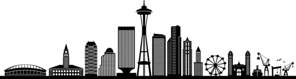 シアトルシティスカイラインシルエット Cityscape Vector — ストックベクタ