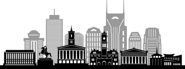 Nashville City Skyline Silhouette Cityscape Vector — ストックベクタ