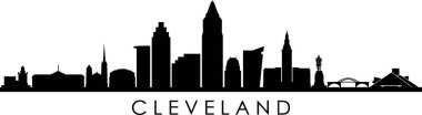CLEVELAND OHIO Şehri Skyline Siluet Şehir Vektörü