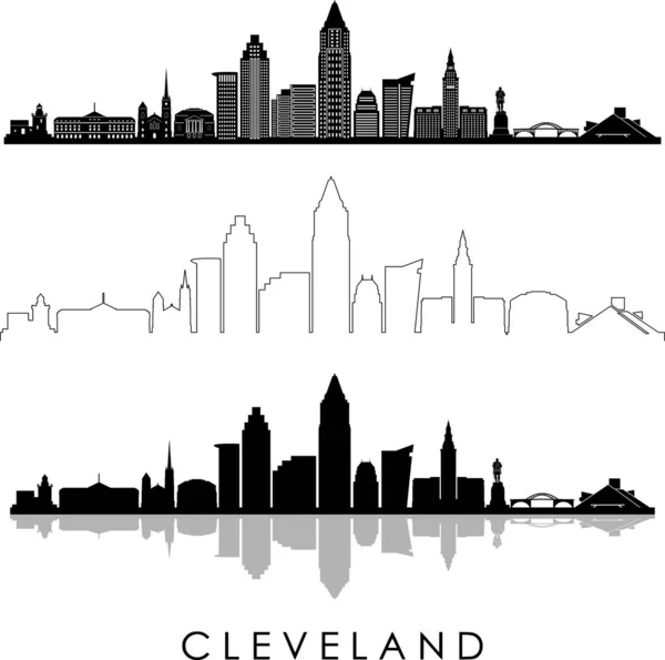 Cleveland Ohio City Skyline Silhouette Városkép Vektor — Stock Vector