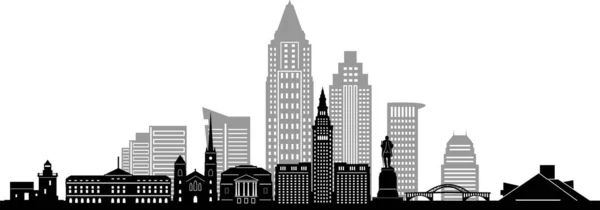 Cleveland Ohio Ville Skyline Silhouette Vector Paysage Urbain — Image vectorielle