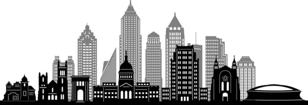 Atlanta Georgia City Skyline Silhouette Cityscape Vector — 스톡 벡터