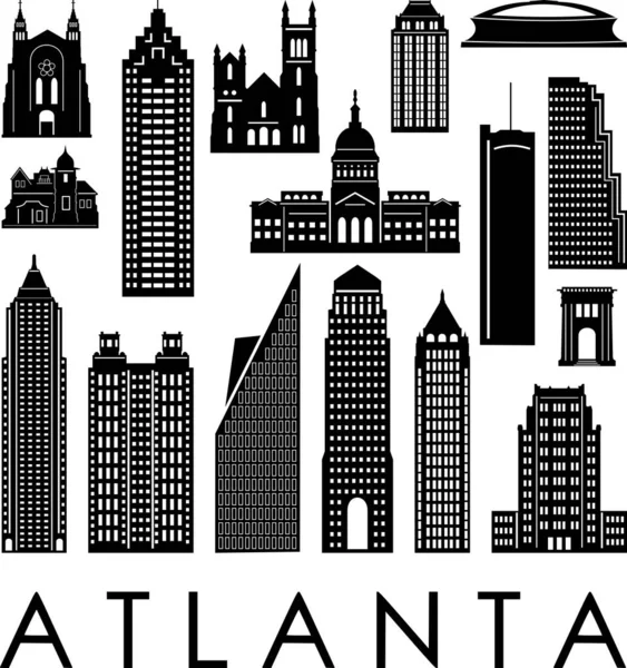 Atlanta Georgia City Skyline Silhouette Cityscape Vector — Vector de stock