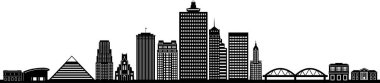 MEMPhis TENNESSEE City Skyline Siluet Şehir Vektörü