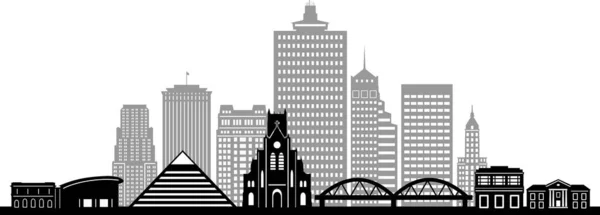 Memphis Tennessee City Skyline Silueta Cityscape Vector — Stockový vektor