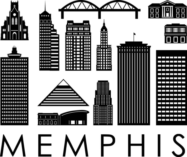 MEMPhis TENNESSEE City Skyline Siluet Şehir Vektörü