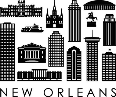 YENİ ORLEANS LOUISIANA City Skyline Siluet Şehir Vektörü
