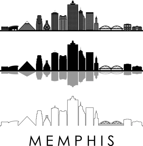 Memphis Tennessee Cidade Skyline Silhueta Cityscape Vector — Vetor de Stock