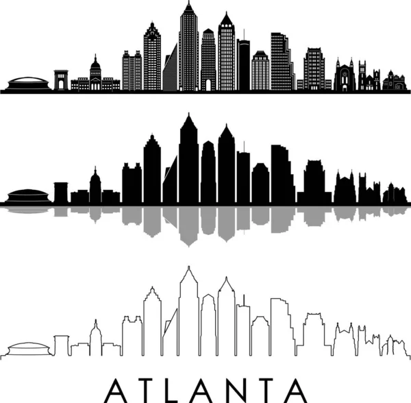 Atlanta Georgia City Skyline Silhouette Cityscape Vector — Vector de stock