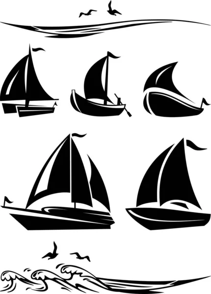 ボート船セイリング波アイコンベクトル — ストックベクタ