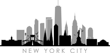 NEW YORK City Skyline Siluet Şehir Vektörü