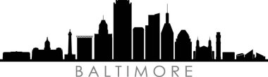 Baltimore MARYLAND Şehri Skyline Siluet Şehir Vektörü