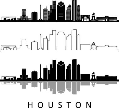 HOUSTON City Texas Skyline Siluet Şehir Vektörü