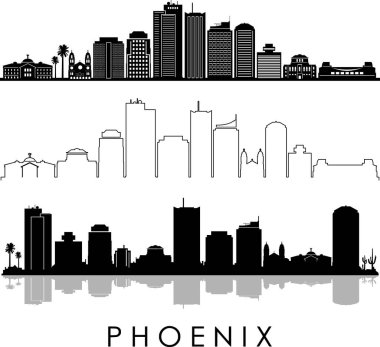 PHOENIX City Arizona Skyline Siluet Şehir Vektörü