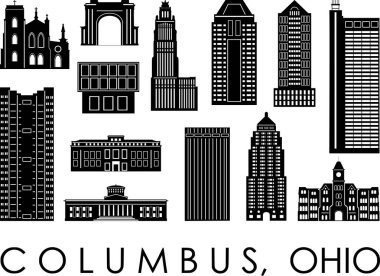 COLUMBUS OHIO Şehri Skyline Siluet Şehir Vektörü