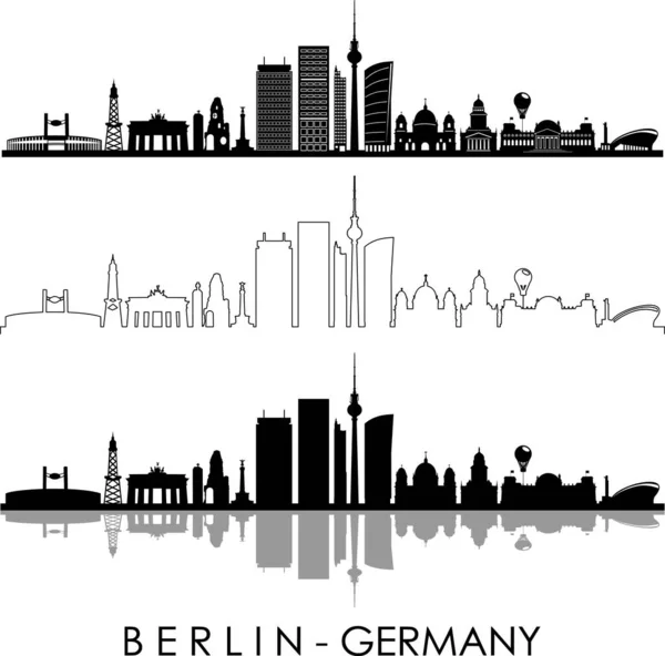 Berlin City Deutschland Skyline Silhouette Stadtbild Vektor — Stockvektor