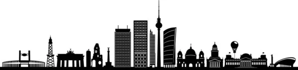 ベルリン市ドイツスカイラインシルエット Cityscape Vector — ストックベクタ