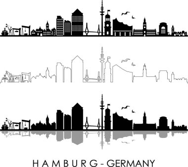 HAMBURG Şehri GERMANY Skyline Siluet Şehir Vektörü