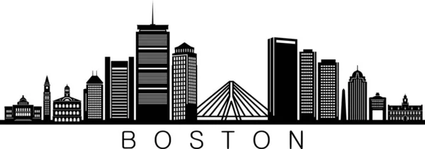 Boston City Massachusetts Skyline Silhouette Cityscape Vetor —  Vetores de Stock