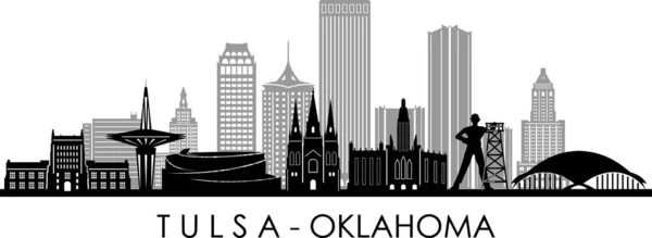 Tulsa City Oklahoma Skyline Silhouette Cityscape Vector — Vettoriale Stock