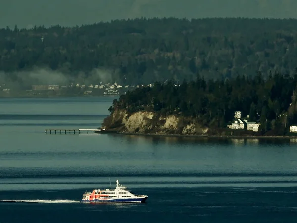 Victoria Clipper Seglar Puget Sound Och Passerar Point Jefferson Docka — Stockfoto