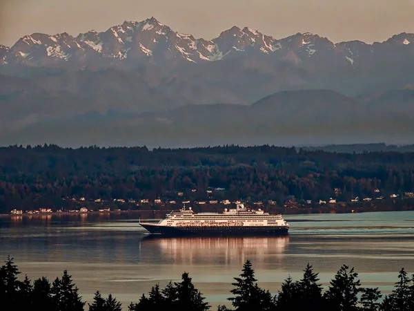 Washington State Ferry Voyageant Sur Puget Sound Passant Péninsule Kitsap — Photo