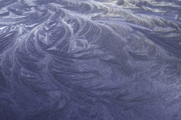 Beautiful Frosty Pattern Equal Surface Winter Morning — 스톡 사진