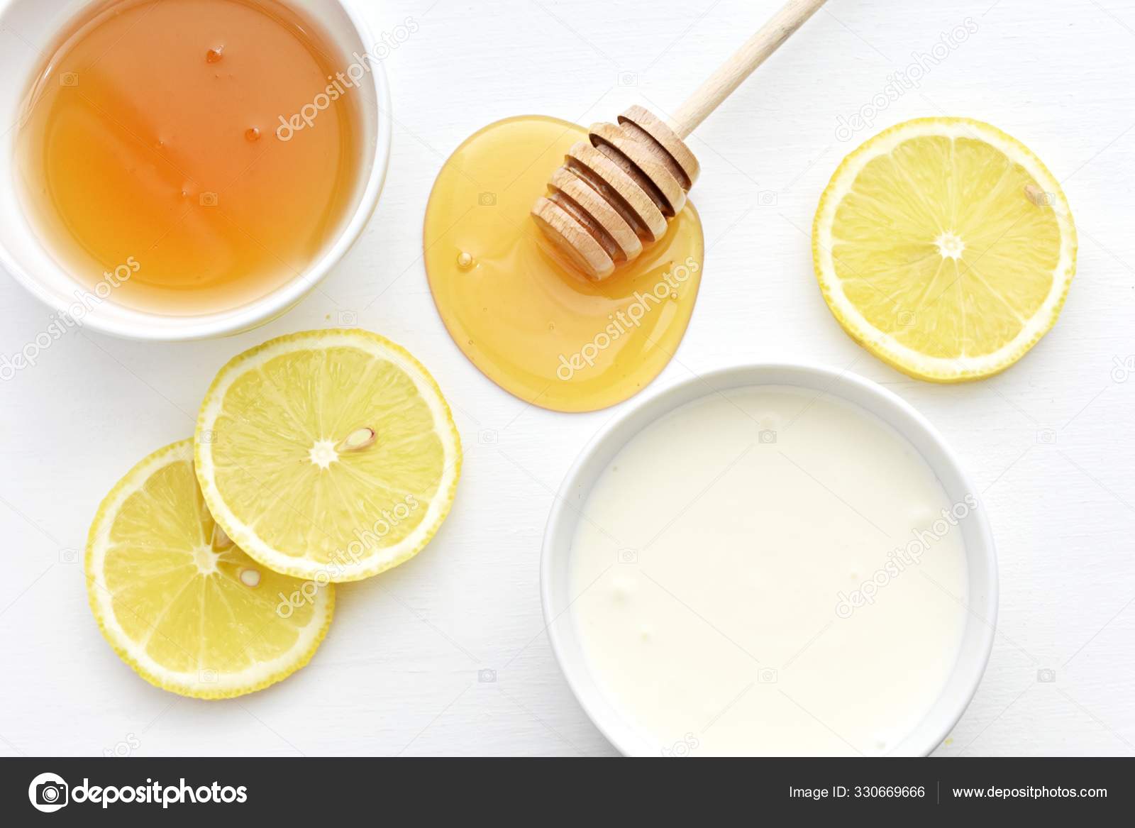 Verslaggever Hoofd IJver Honey Lemon Yogurt Ingredients Facial Mask Natural Skin Treatment Stock  Photo by ©indrepau 330669666