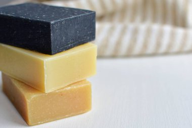 El yapımı sabunlar. Yakın çekim.