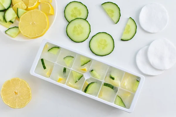 Fresh Cucumber Slices Ice Close Shot — Stock Photo, Image