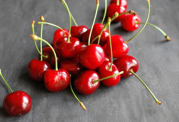 Fresh Wild Cherries Black Cherry Berries Table — Stock Photo, Image