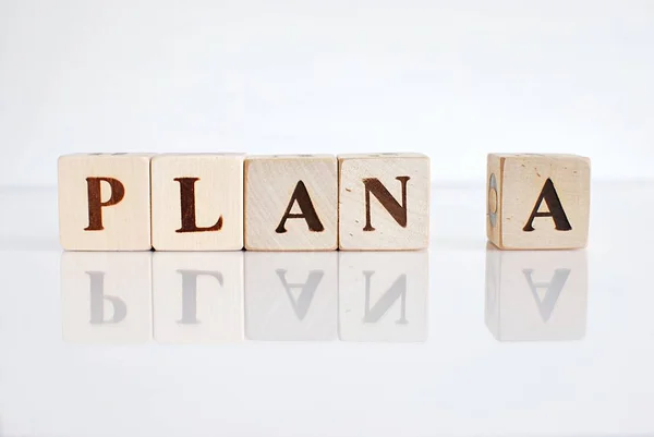 Word Plan Wooden Building Blocks — Stock Photo, Image