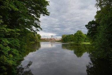 Reflection on a city lake