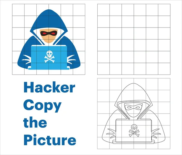 Kopieren Sie Das Bild Für Kinder Hacker Symbol Auf Gitterlinien — Stockvektor