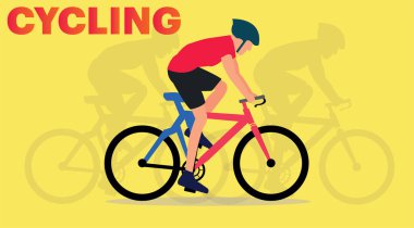 Erkek bisiklet vektörü düz tasarım ve bisiklet sporu vektörü