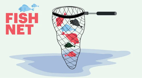 Vektor Für Fischernetze Mit Flachem Design — Stockvektor