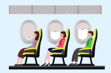 yolcu uçağı iç vektörü kabin ekonomisi sınıf vektörü