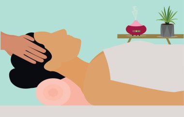 spa kadın masaj vektörü temel yağ dağıtıcısı aromatik düz resimleme
