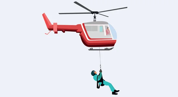 Helicóptero Vetor Resgate Civil Operação Resgate Exército Voando Ilustração Plana — Vetor de Stock