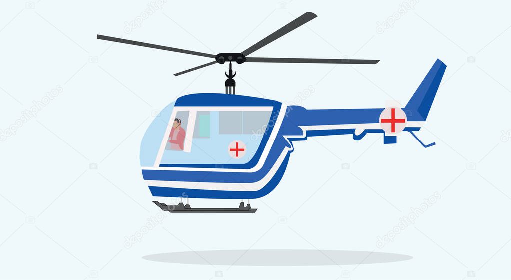 Helicopter ambulance medical evacuation helicopter air medical service flat illustration
