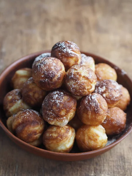 Homemade Baking Donuts Deep Fried Vegetable Oil Frying Pan Holiday — Stock Photo, Image