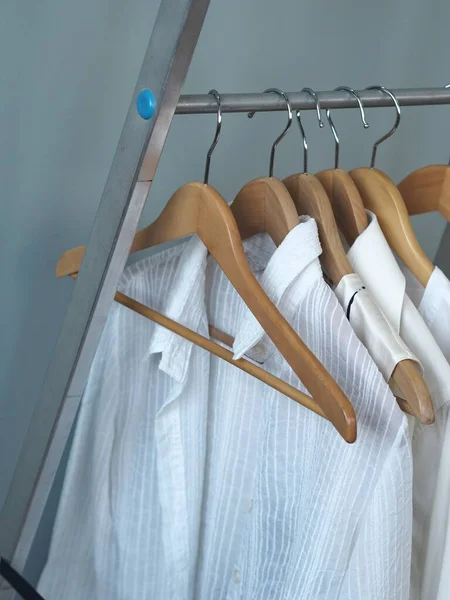 Storage Things White Bright Clothing Shoulders Hangers Products Made Natural — Stock Photo, Image