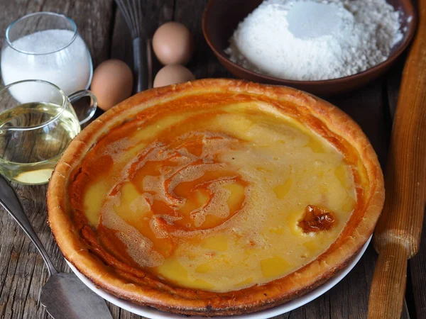 Fond Cuisine Avec Gâteaux Faits Maison Ustensiles Cuisine Tarte Gâteau — Photo