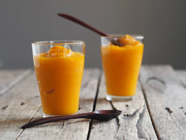 Health Benefits Pumpkin Pumpkin Pulp Passed Blender Natural Smoothie Made — Stock Photo, Image