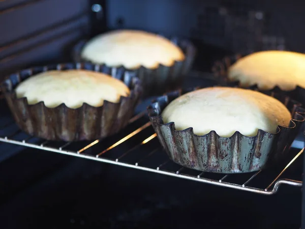 Torta Fatta Casa Panini Sono Cotti Teglie Nel Forno Della — Foto Stock