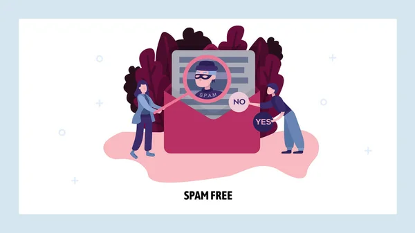Spam filter concept. Anti malware and phishing technology. Vector web site design template. Landing page website concept illustration — Stock Vector