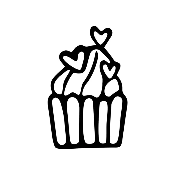 Cupcake Doodle Element Valentines Day Element — 스톡 벡터