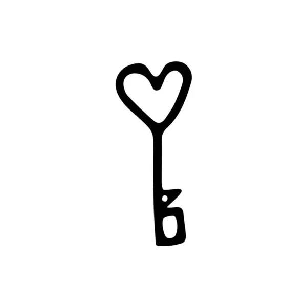 Key Doodle Element Valentines Day Element — 스톡 벡터