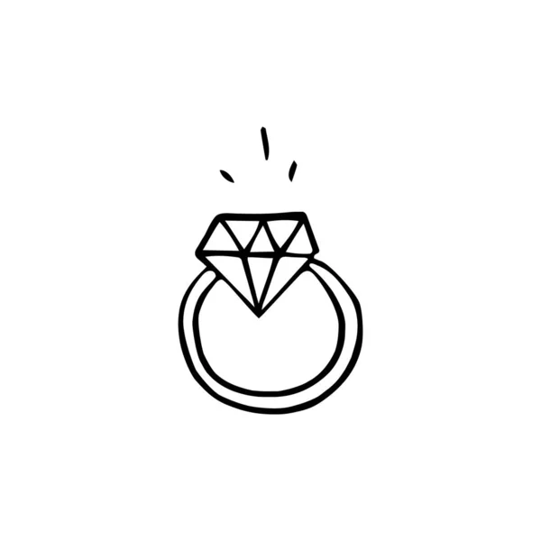 Prsten Diamantovým Vektorovým Prvkem Valentýnský Prvek — Stockový vektor