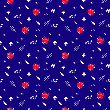 Vektör olarak karalama tarzında soyut, dikişsiz desen. Tekstil, kumaş ve ambalaj için tatlı renkli çiçek deseni